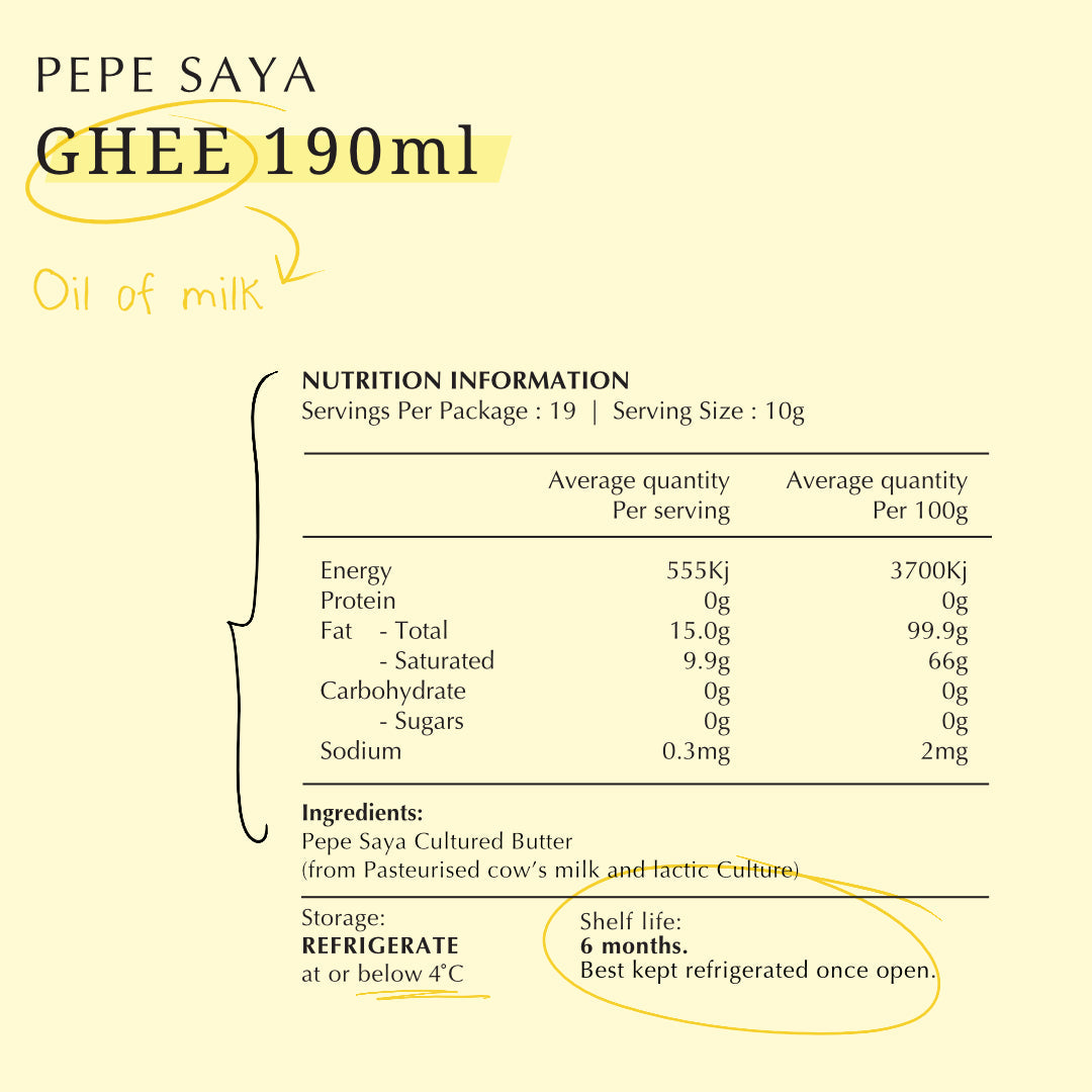 Pepe Saya Cultured Ghee 190ml