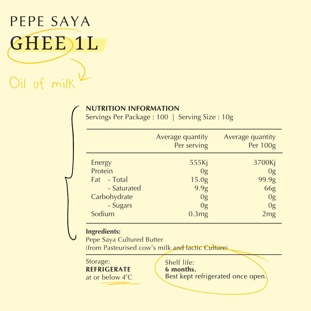 Pepe Saya Cultured Ghee 1L