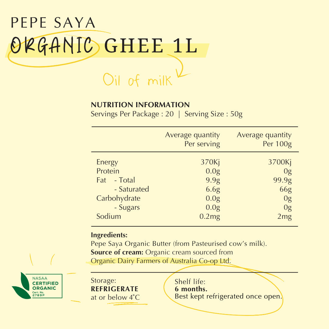 Pepe Saya Organic Ghee 1L