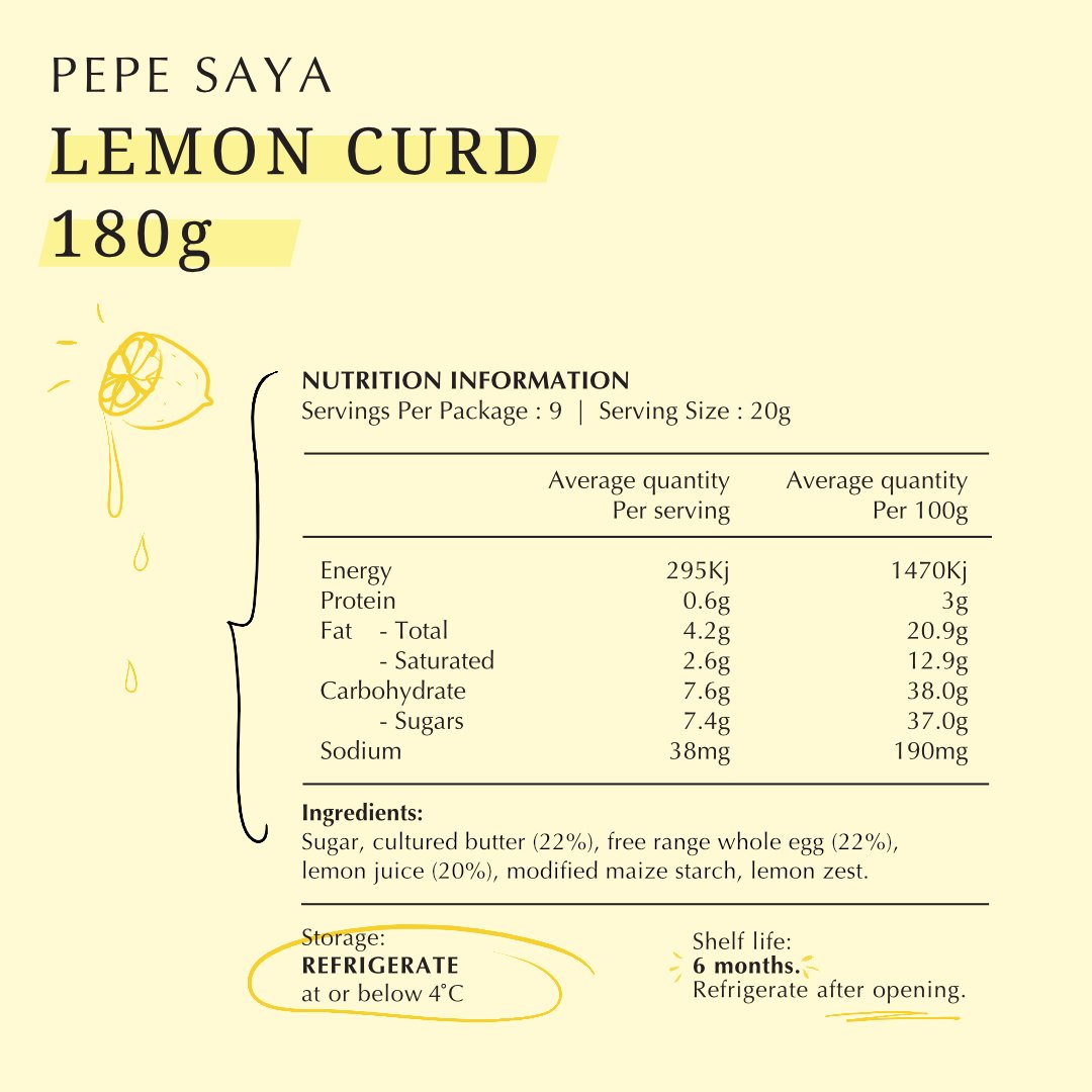 Pepe Saya Lemon Curd 180g
